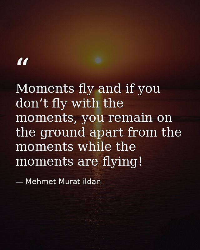 Moments fly and if you don’t fly with the moments, you remain on the ground apart from the moments while the moments are — Mehmet Murat ildan