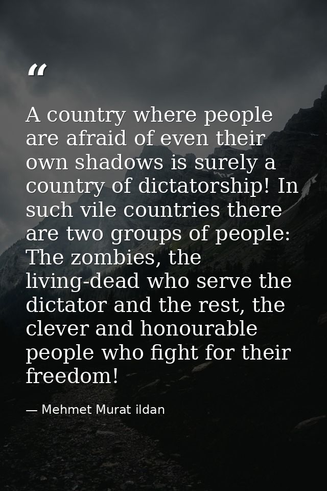 A country where people are afraid of even their own shadows is surely a country of dictatorship! In such vile countries  — Mehmet Murat ildan