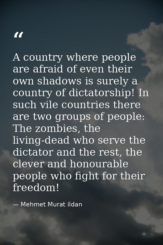 A country where people are afraid of even their own shadows is surely a country of dictatorship! In such vile countries  — Mehmet Murat ildan