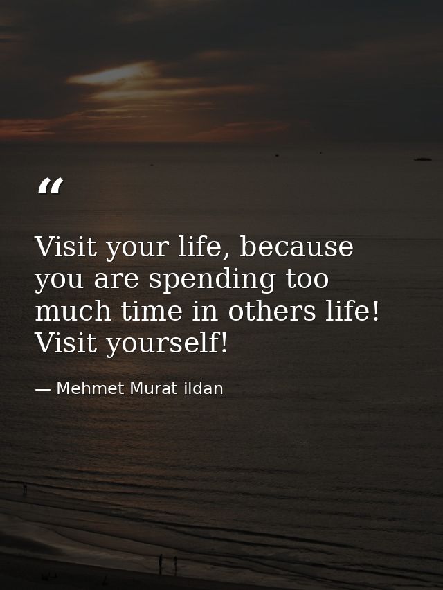Visit your life, because you are spending too much time in others life! Visit yourself! — Mehmet Murat ildan