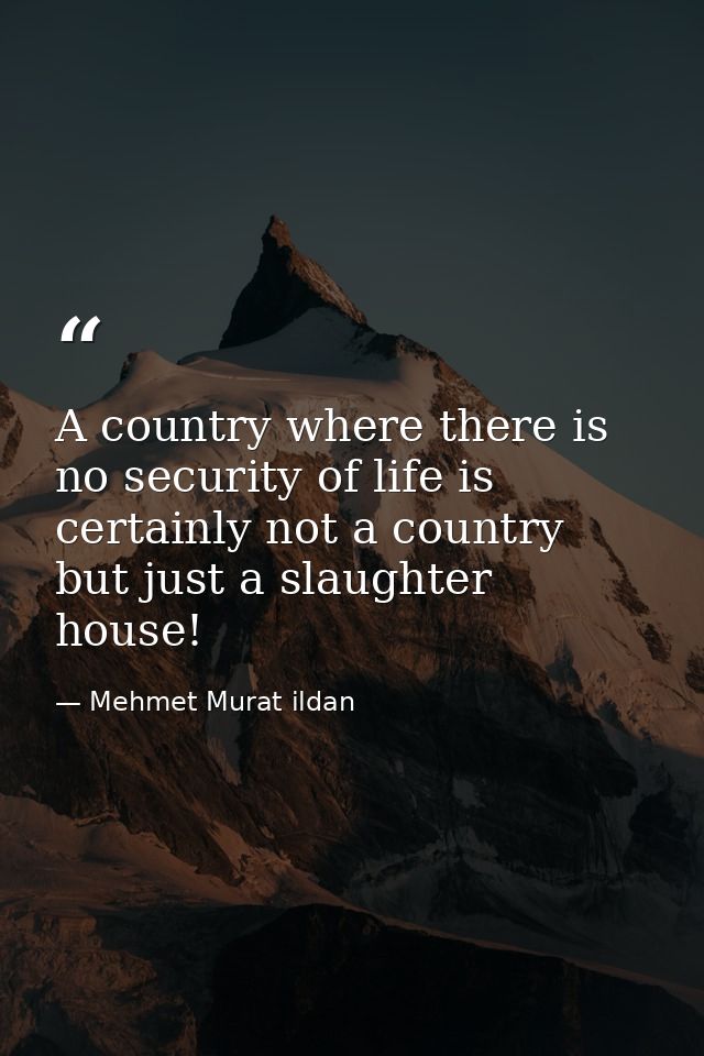 A country where there is no security of life is certainly not a country but just a slaughter house! — Mehmet Murat ildan