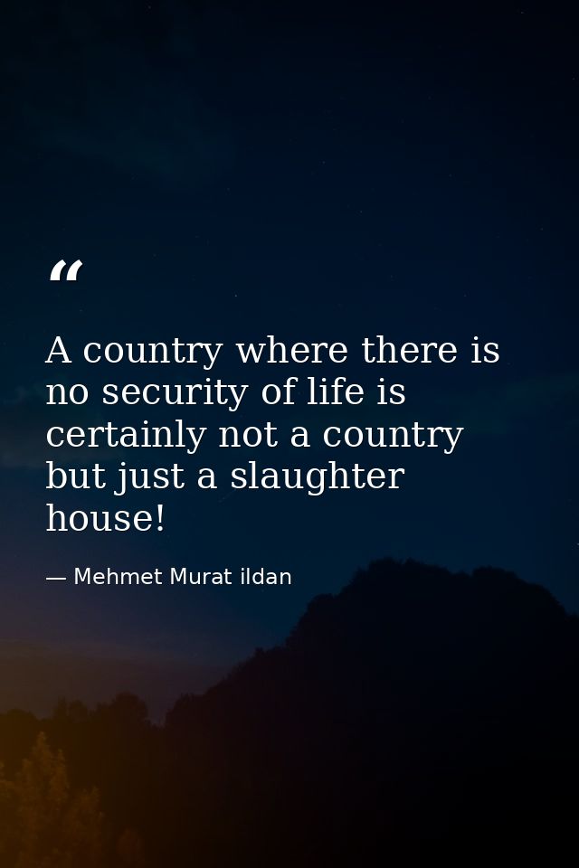 A country where there is no security of life is certainly not a country but just a slaughter house! — Mehmet Murat ildan