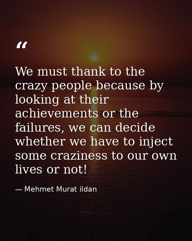 We must thank to the crazy people because by looking at their achievements or the failures, we can decide whether we hav — Mehmet Murat ildan