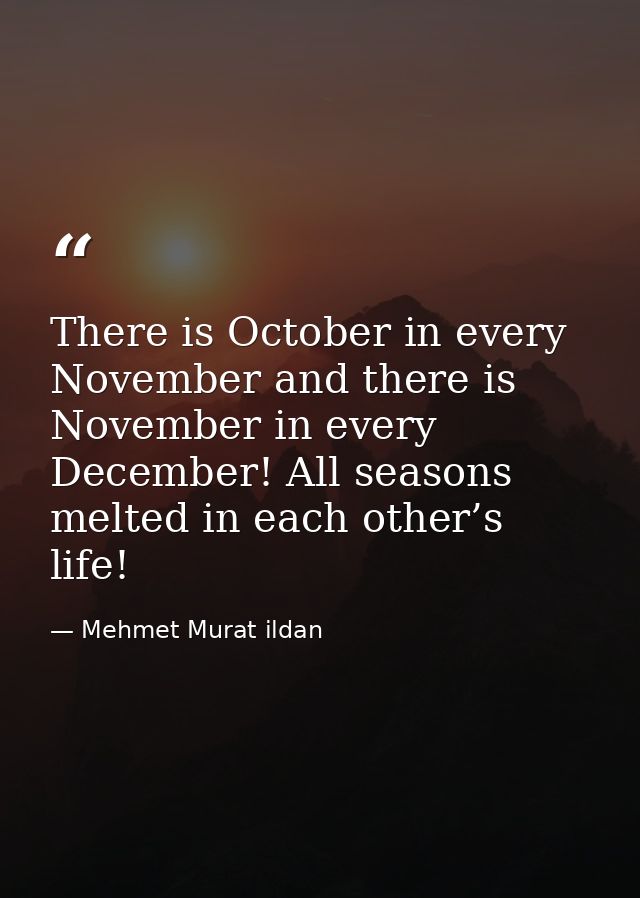 There is October in every November and there is November in every December! All seasons melted in each other’s life! — Mehmet Murat ildan