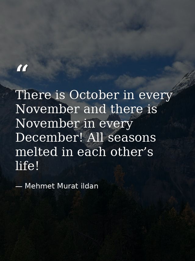 There is October in every November and there is November in every December! All seasons melted in each other’s life! — Mehmet Murat ildan