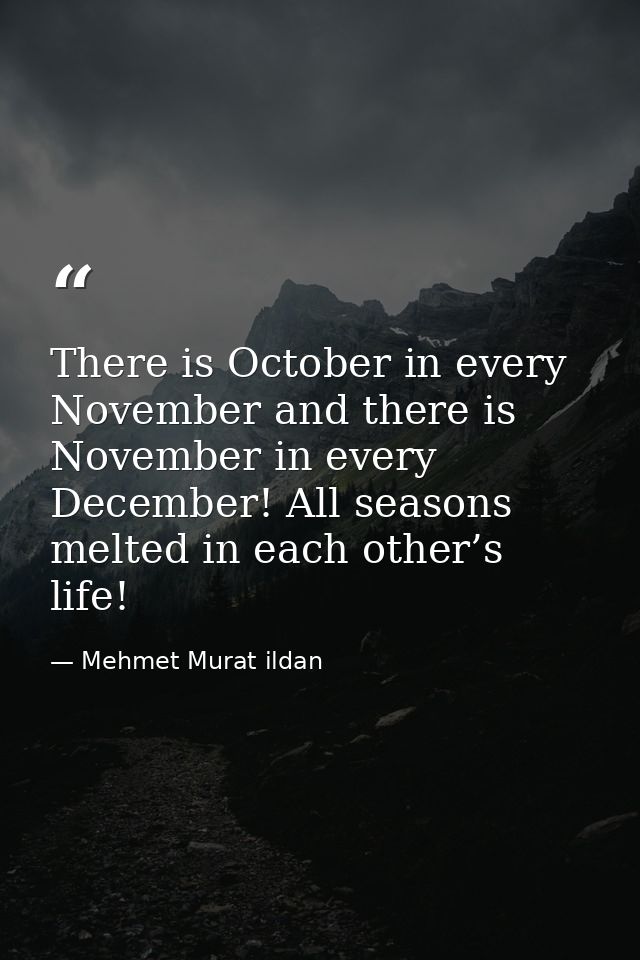 There is October in every November and there is November in every December! All seasons melted in each other’s life! — Mehmet Murat ildan