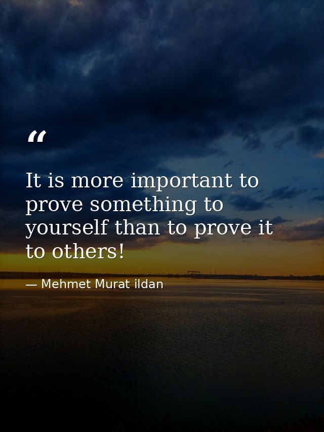 It is more important to prove something to yourself than to prove it to others! — Mehmet Murat ildan