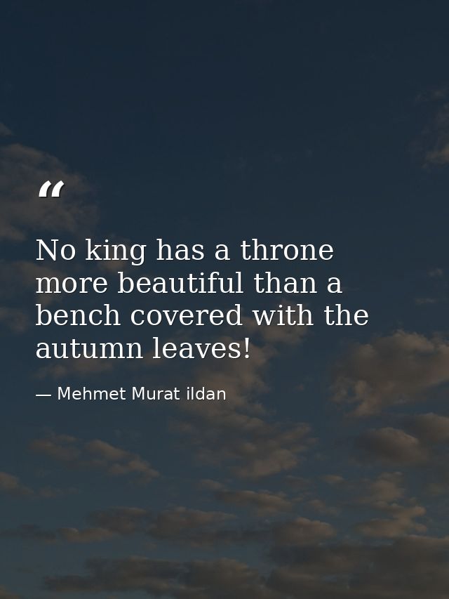 No king has a throne more beautiful than a bench covered with the autumn leaves! — Mehmet Murat ildan