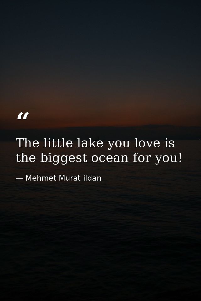 The little lake you love is the biggest ocean for you! — Mehmet Murat ildan