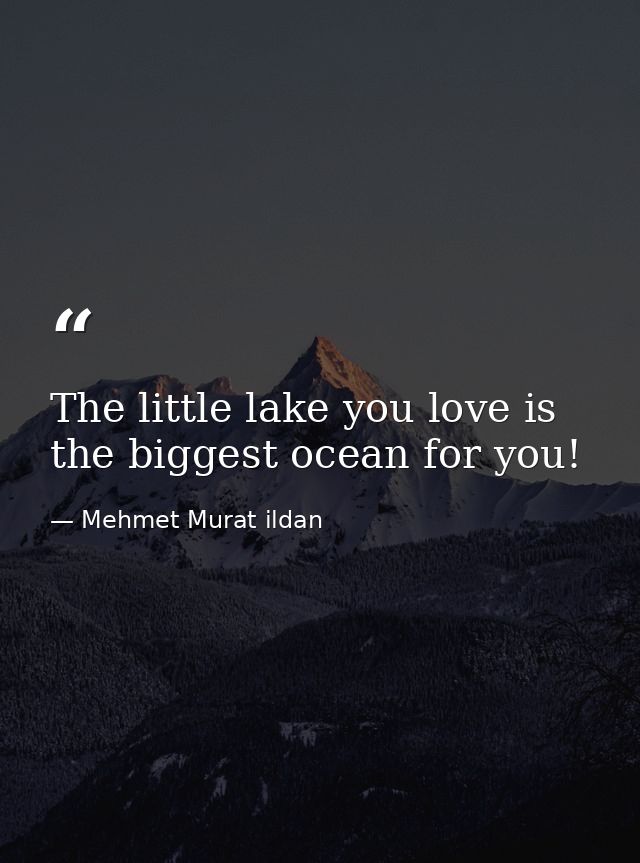 The little lake you love is the biggest ocean for you! — Mehmet Murat ildan