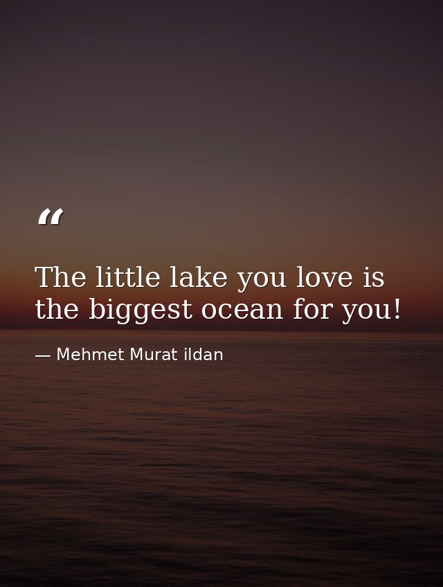 The little lake you love is the biggest ocean for you! — Mehmet Murat ildan