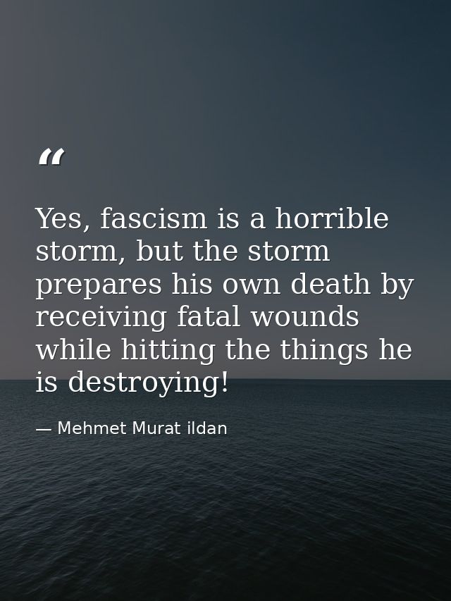 Yes, fascism is a horrible storm, but the storm prepares his own death by receiving fatal wounds while hitting the thing — Mehmet Murat ildan