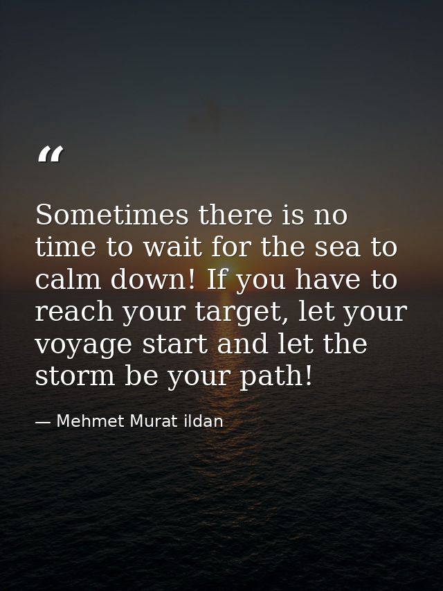 Sometimes there is no time to wait for the sea to calm down! If you have to reach your target, let your voyage start and — Mehmet Murat ildan