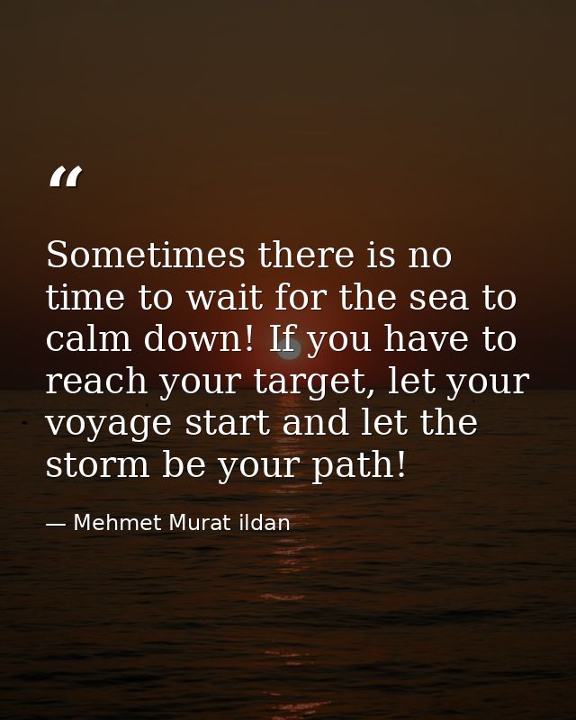 Sometimes there is no time to wait for the sea to calm down! If you have to reach your target, let your voyage start and — Mehmet Murat ildan