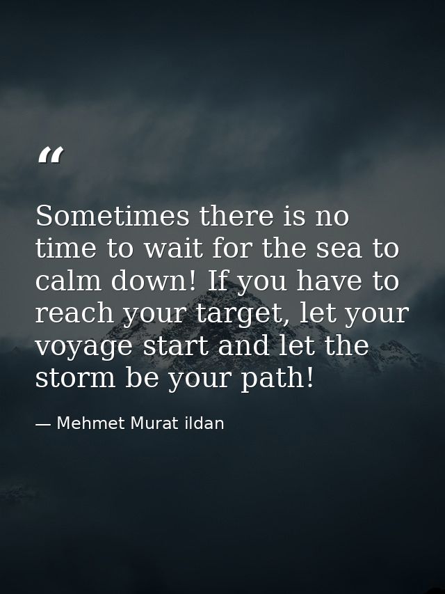 Sometimes there is no time to wait for the sea to calm down! If you have to reach your target, let your voyage start and — Mehmet Murat ildan