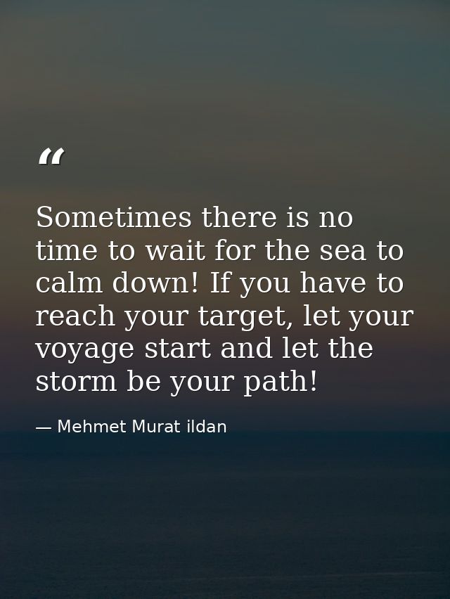 Sometimes there is no time to wait for the sea to calm down! If you have to reach your target, let your voyage start and — Mehmet Murat ildan