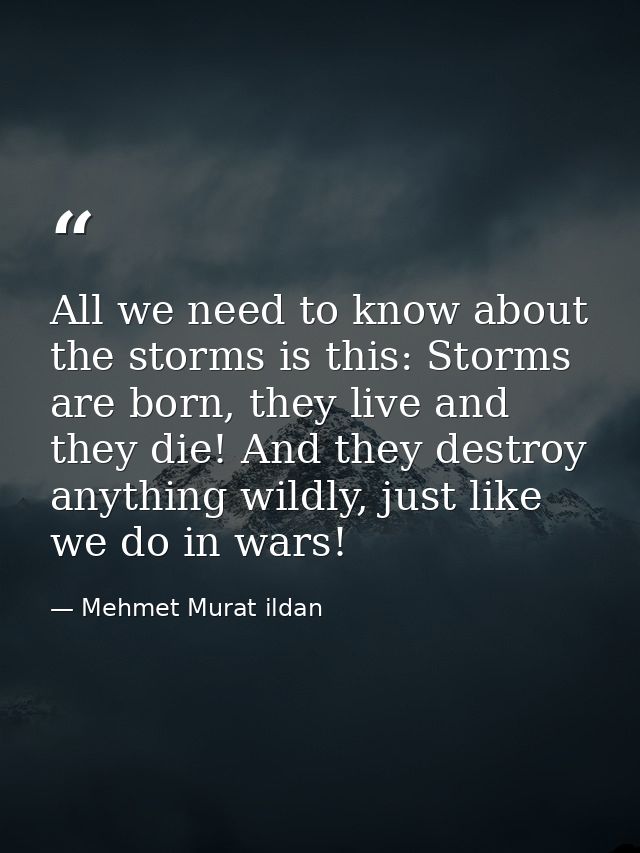 All we need to know about the storms is this: Storms are born, they live and they die! And they destroy anything wildly, — Mehmet Murat ildan
