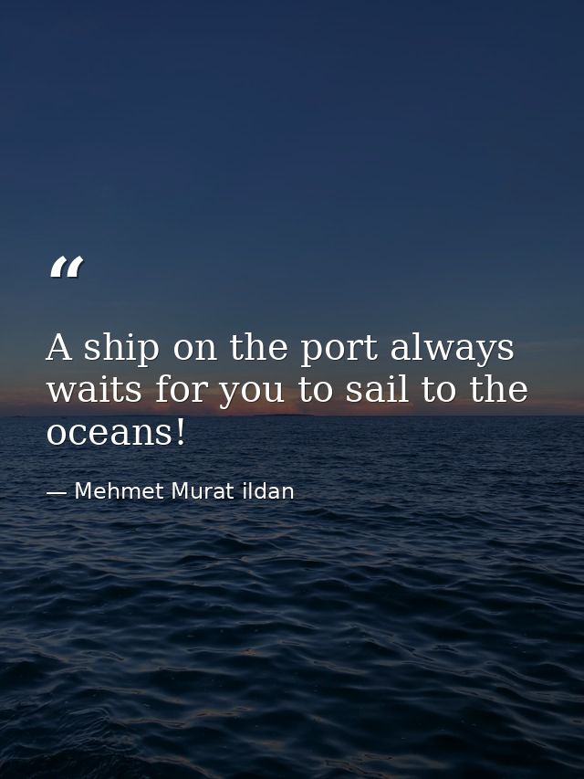 A ship on the port always waits for you to sail to the oceans! — Mehmet Murat ildan