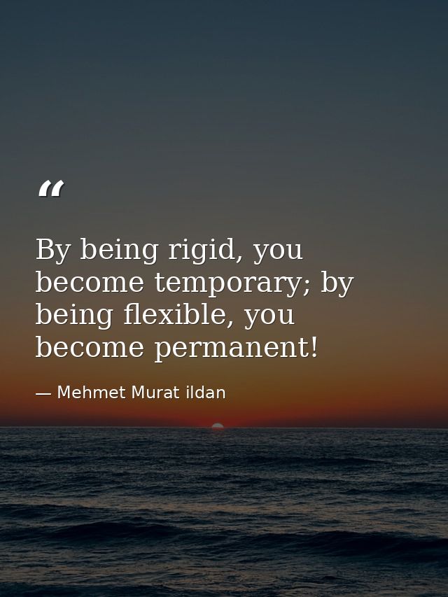 By being rigid, you become temporary; by being flexible, you become permanent! — Mehmet Murat ildan