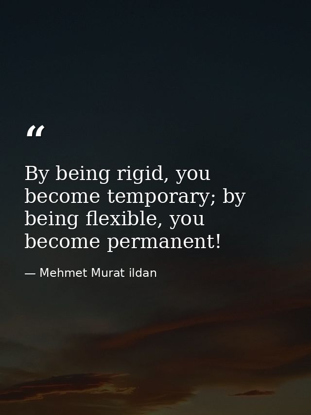 By being rigid, you become temporary; by being flexible, you become permanent! — Mehmet Murat ildan