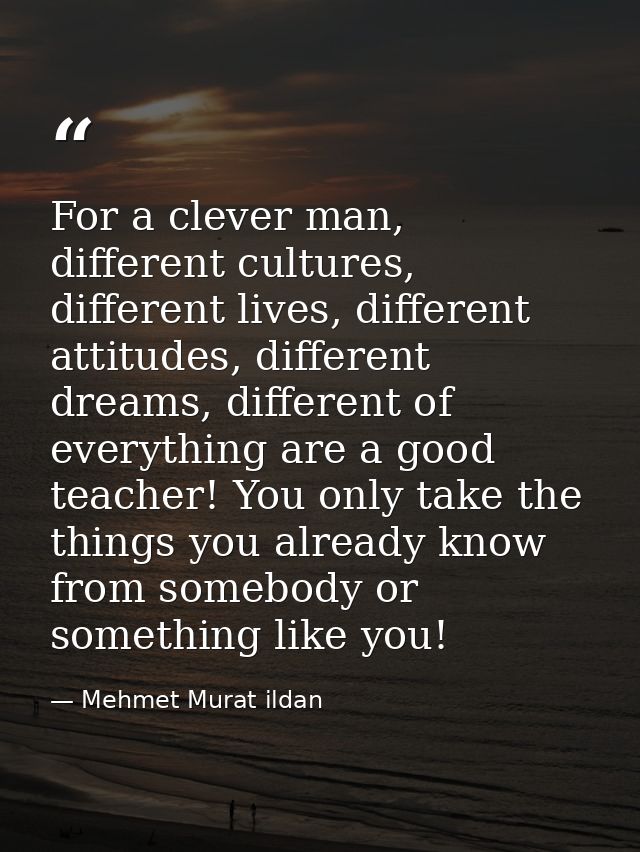 For a clever man, different cultures, different lives, different attitudes, different dreams, different of everything ar — Mehmet Murat ildan