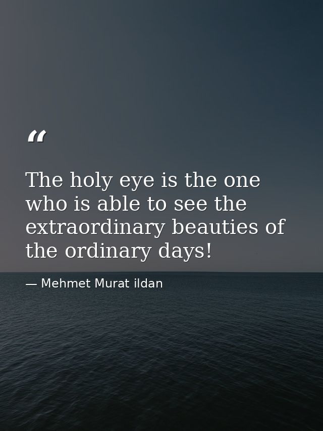 The holy eye is the one who is able to see the extraordinary beauties of the ordinary days! — Mehmet Murat ildan