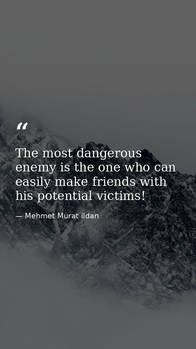 The most dangerous enemy is the one who can easily make friends with his potential victims! — Mehmet Murat ildan