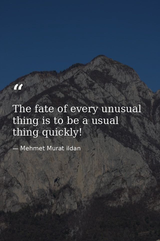 The fate of every unusual thing is to be a usual thing quickly! — Mehmet Murat ildan