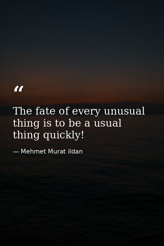 The fate of every unusual thing is to be a usual thing quickly! — Mehmet Murat ildan