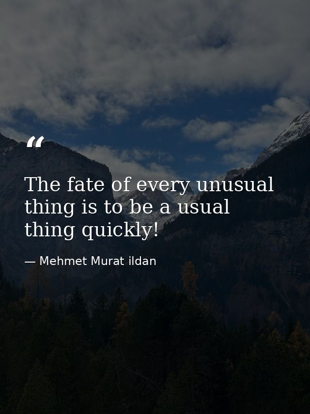 The fate of every unusual thing is to be a usual thing quickly! — Mehmet Murat ildan
