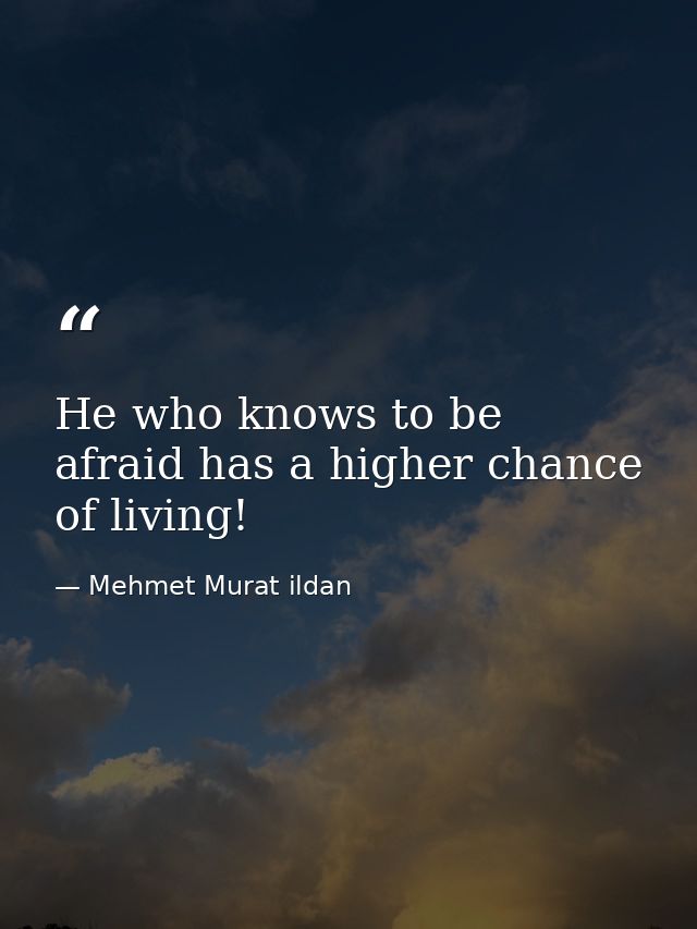 He who knows to be afraid has a higher chance of living! — Mehmet Murat ildan