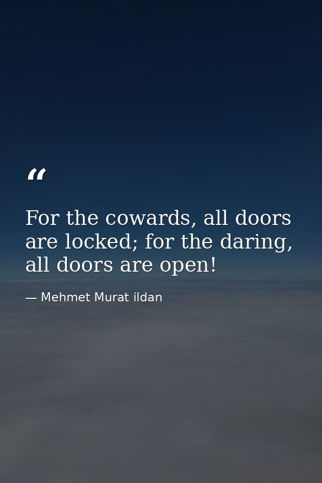 For the cowards, all doors are locked; for the daring, all doors are open! — Mehmet Murat ildan