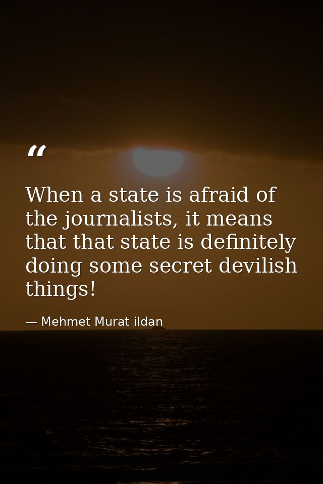 When a state is afraid of the journalists, it means that that state is definitely doing some secret devilish things! — Mehmet Murat ildan