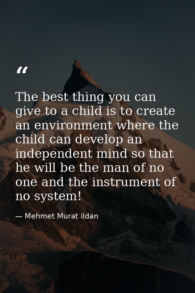 The best thing you can give to a child is to create an environment where the child can develop an independent mind so th — Mehmet Murat ildan
