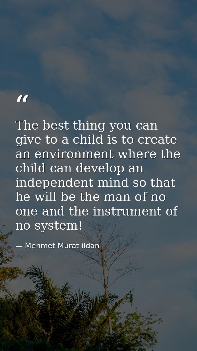 The best thing you can give to a child is to create an environment where the child can develop an independent mind so th — Mehmet Murat ildan