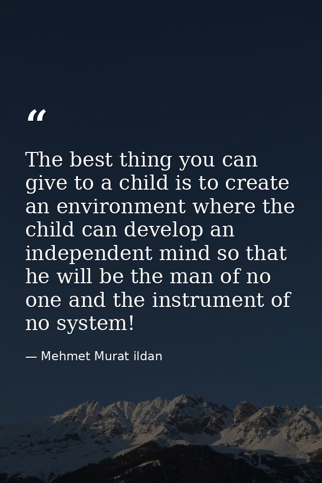 The best thing you can give to a child is to create an environment where the child can develop an independent mind so th — Mehmet Murat ildan