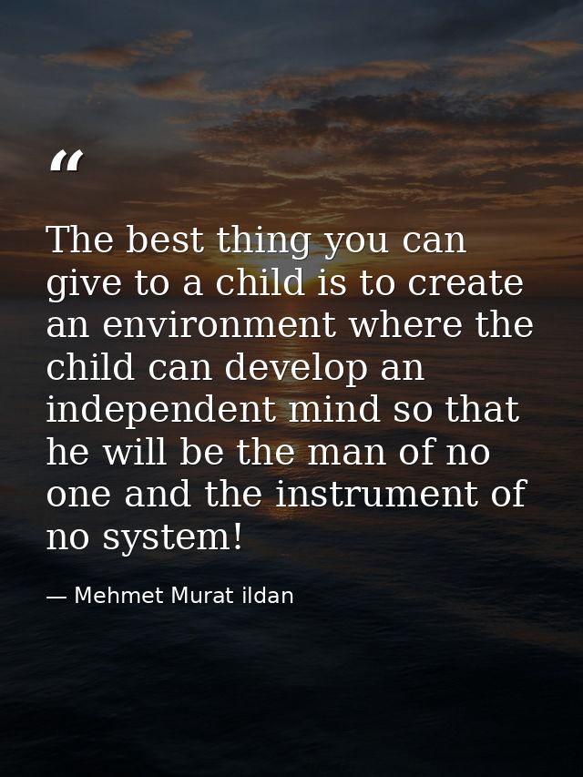 The best thing you can give to a child is to create an environment where the child can develop an independent mind so th — Mehmet Murat ildan