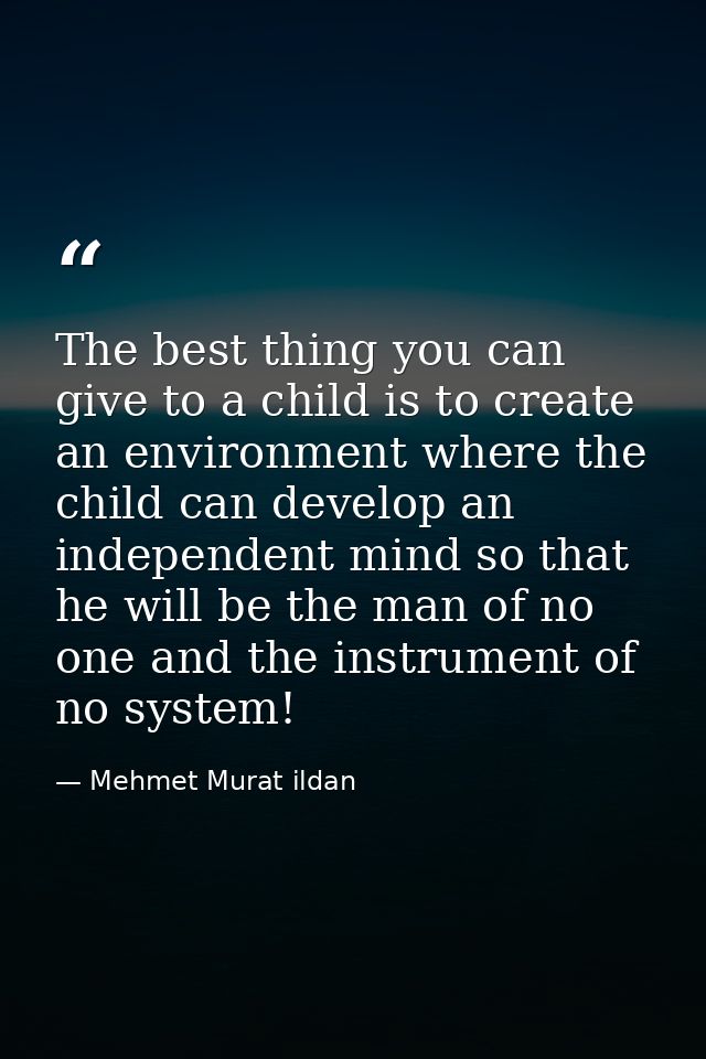 The best thing you can give to a child is to create an environment where the child can develop an independent mind so th — Mehmet Murat ildan