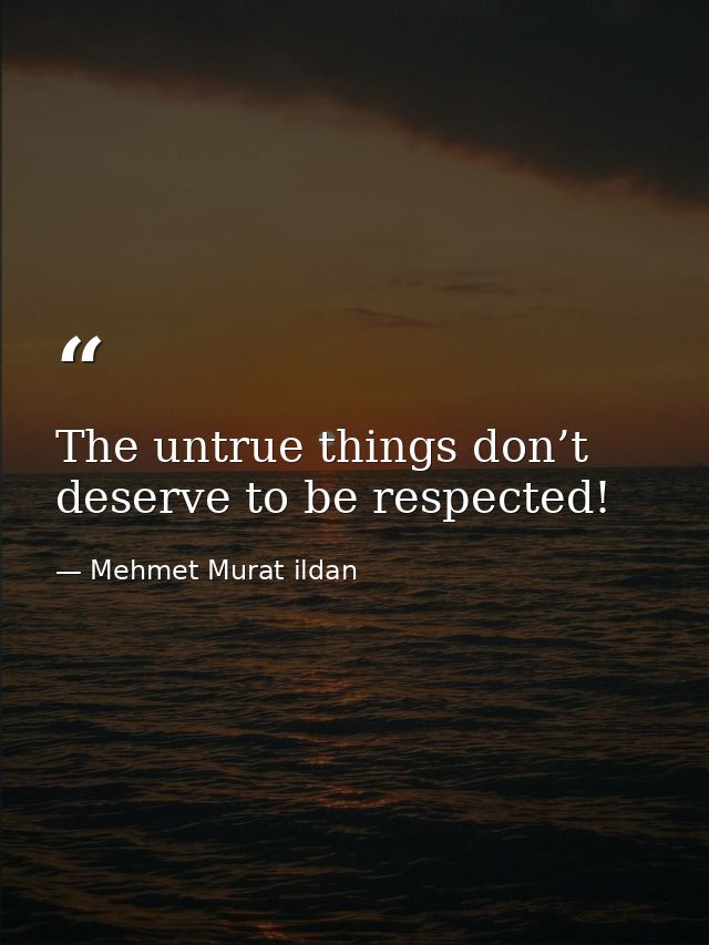 The untrue things don’t deserve to be respected! — Mehmet Murat ildan