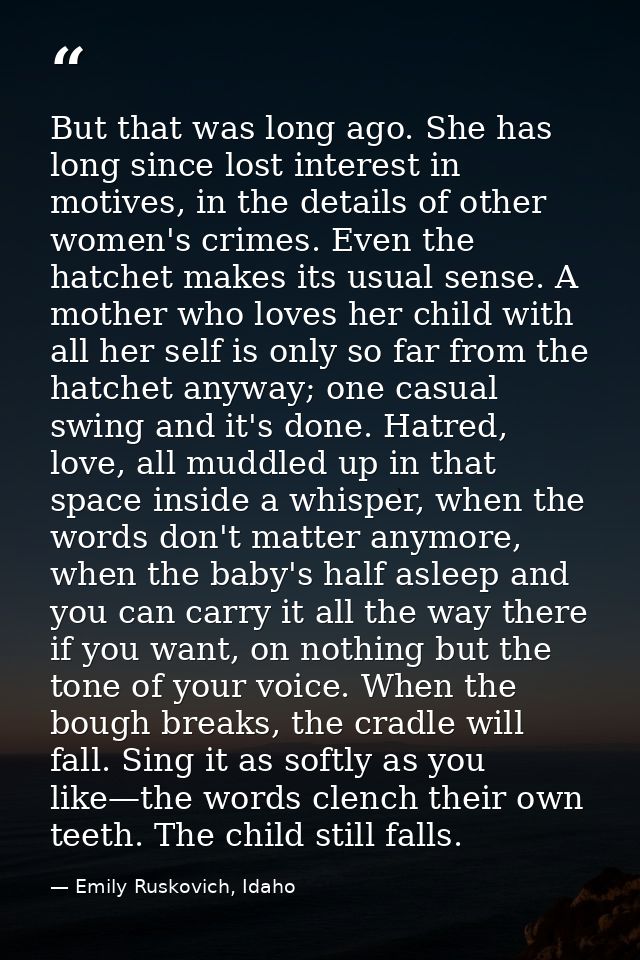 But that was long ago. She has long since lost interest in motives, in the details of other women's crimes. Even the hat — Emily Ruskovich, Idaho