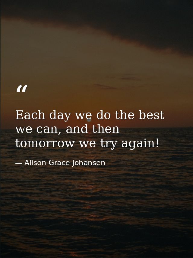 Each day we do the best we can, and then tomorrow we try again! — Alison Grace Johansen