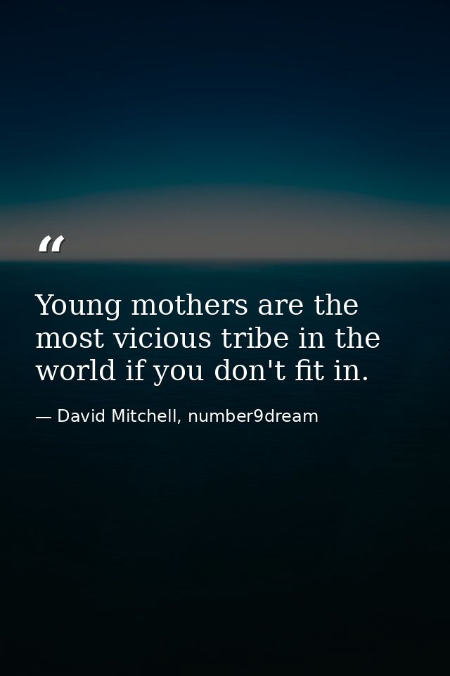 Young mothers are the most vicious tribe in the world if you don't fit in. — David Mitchell, number9dream