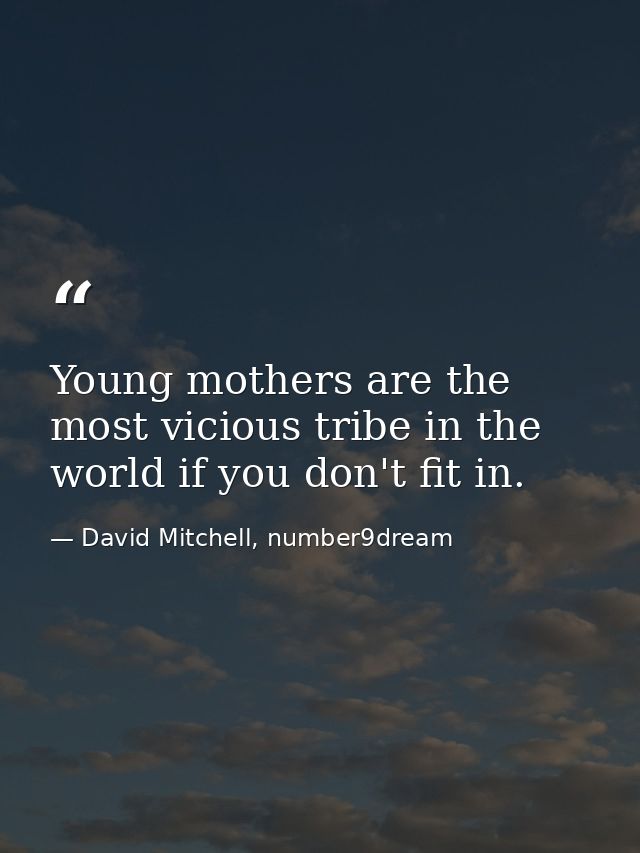 Young mothers are the most vicious tribe in the world if you don't fit in. — David Mitchell, number9dream