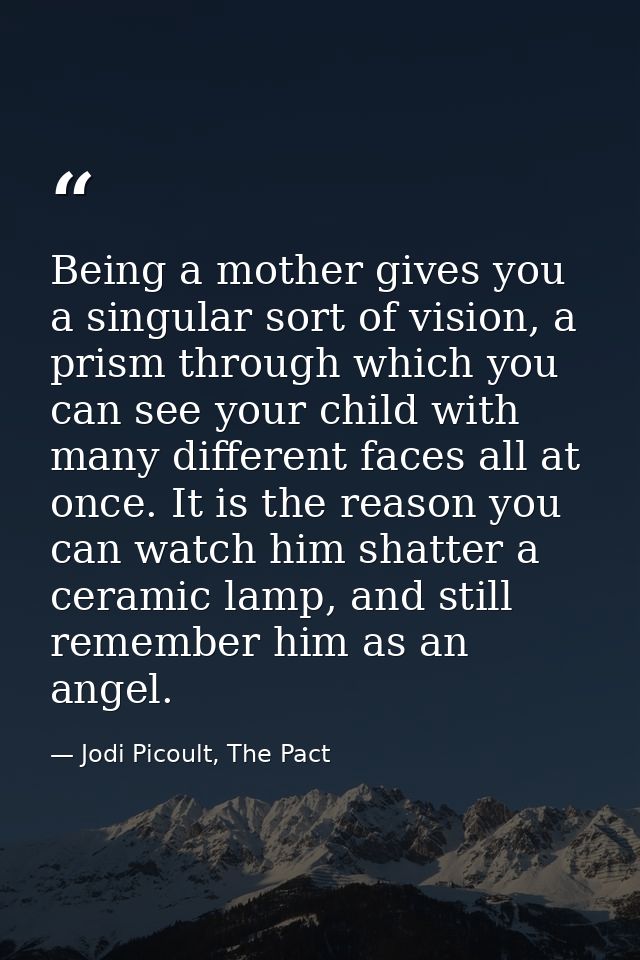 Being a mother gives you a singular sort of vision, a prism through which you can see your child with many different fac — Jodi Picoult, The Pact