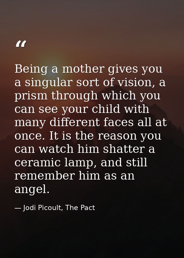 Being a mother gives you a singular sort of vision, a prism through which you can see your child with many different fac — Jodi Picoult, The Pact