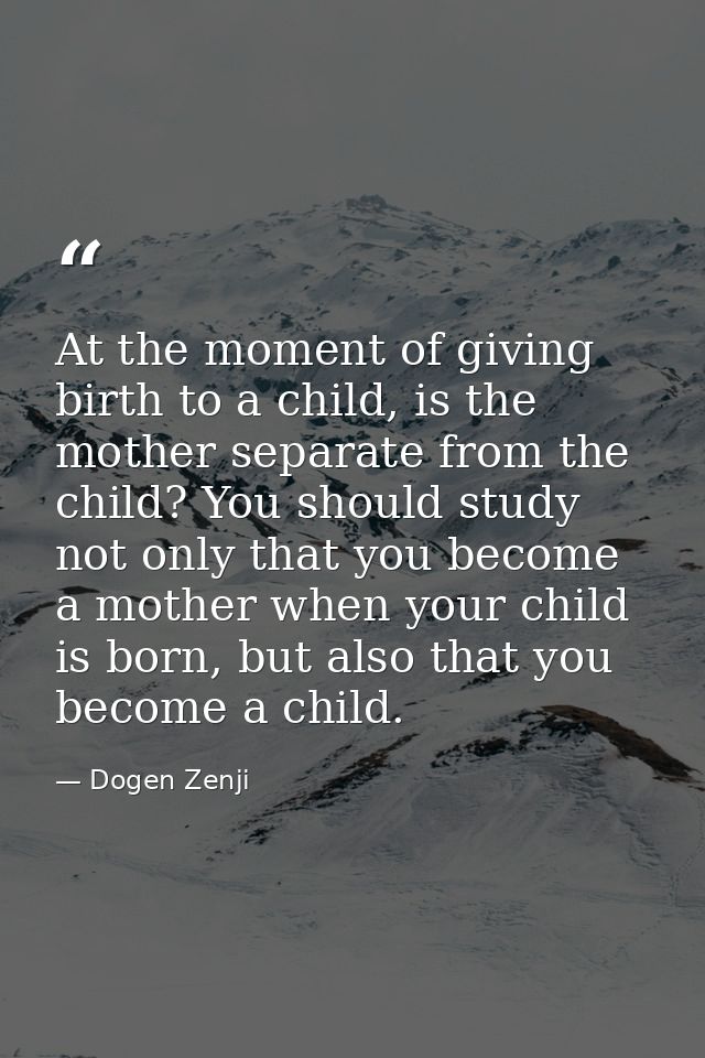 At the moment of giving birth to a child, is the mother separate from the child? You should study not only that you beco — Dogen Zenji