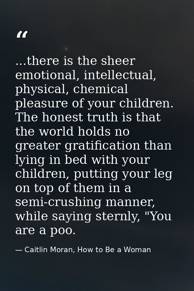 ...there is the sheer emotional, intellectual, physical, chemical pleasure of your children. The honest truth is that th — Caitlin Moran, How to Be a Woman