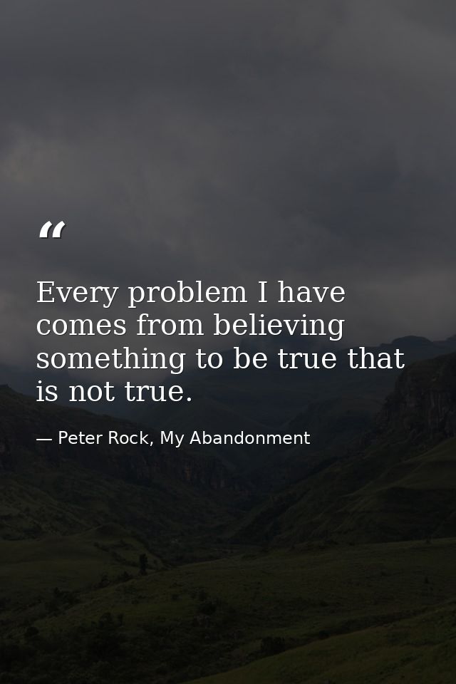Every problem I have comes from believing something to be true that is not true. — Peter Rock, My Abandonment