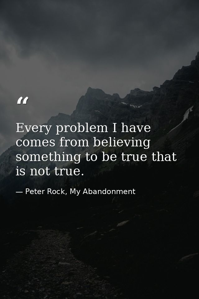 Every problem I have comes from believing something to be true that is not true. — Peter Rock, My Abandonment