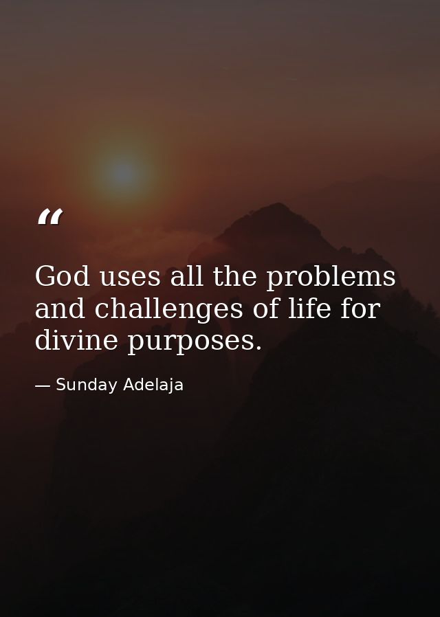 God uses all the problems and challenges of life for divine purposes. — Sunday Adelaja